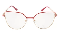 Soigné Female Oversize Cat Eye Spectacle Frame.Gold&Red