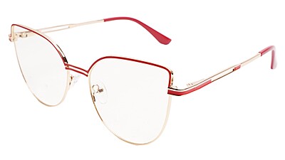 Soigné Female Oversize Cat Eye Spectacle Frame.Gold&Red