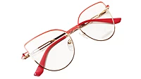 Soigné Female Oversize Cat Eye Spectacle Frame.Gold&Red
