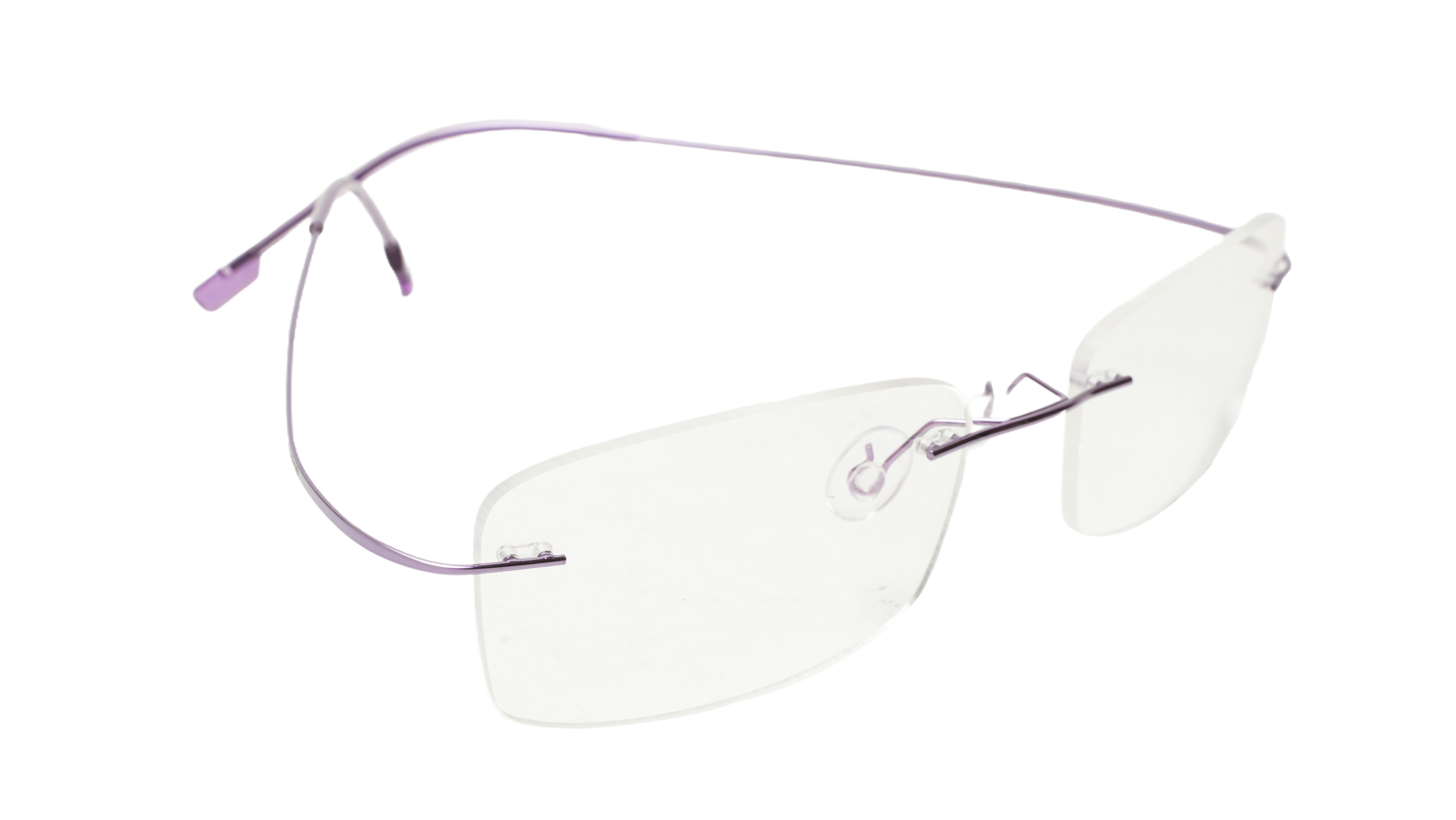 Soigné Female Rectangular Rimless Flexible Spectacle Frame-Purple-Medium
