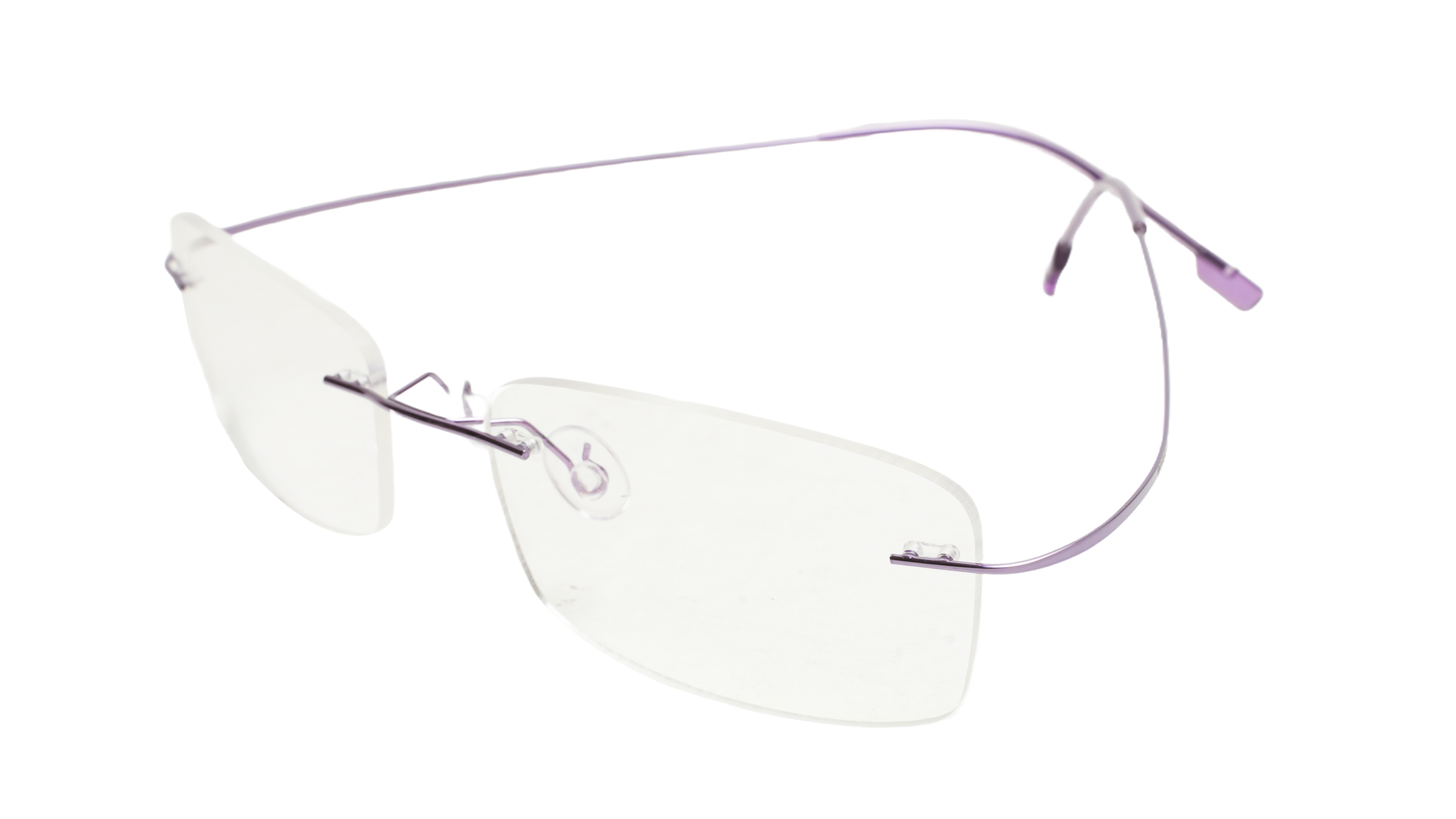 Soigné Female Rectangular Rimless Flexible Spectacle Frame-Purple-Medium
