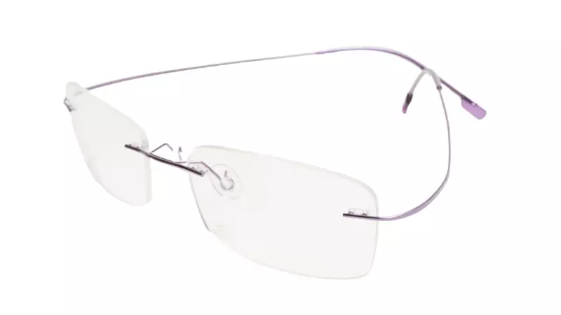 Soigné Female Rectangular Rimless Flexible Spectacle Frame-Purple-Medium