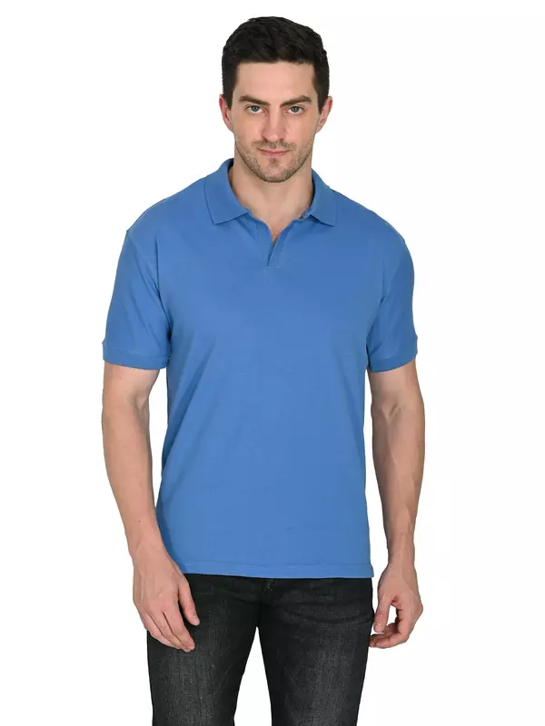 Cotton Polo T-shirt Electric Blue Cotton Polo T-shirt Electric Blue
