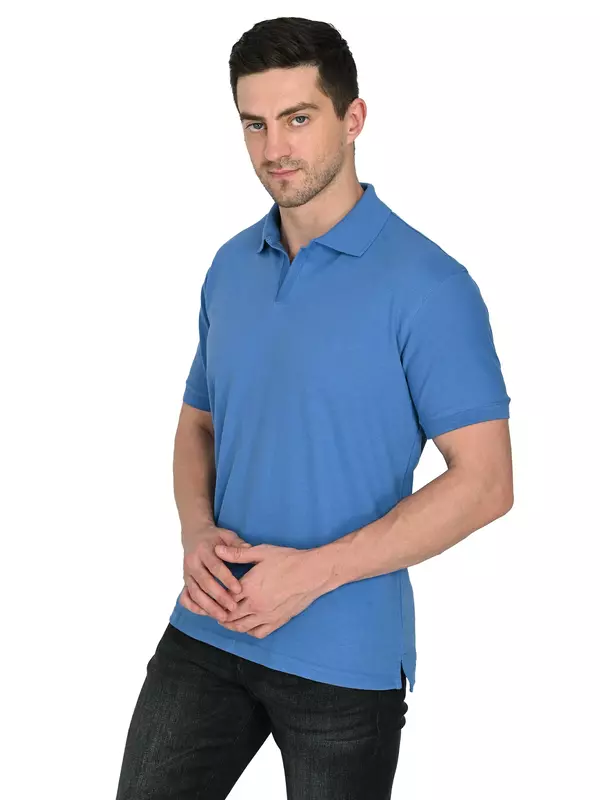 Cotton Polo T-shirt Electric Blue Cotton Polo T-shirt Electric Blue