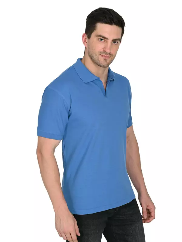 Cotton Polo T-shirt Electric Blue Cotton Polo T-shirt Electric Blue