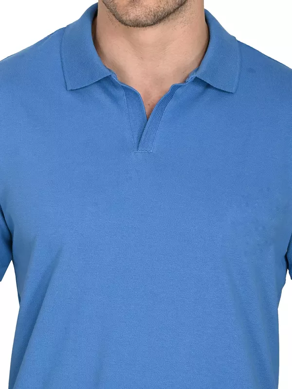 Cotton Polo T-shirt Electric Blue Cotton Polo T-shirt Electric Blue
