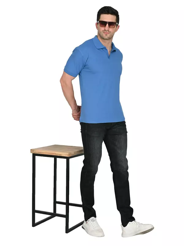 Cotton Polo T-shirt Electric Blue Cotton Polo T-shirt Electric Blue