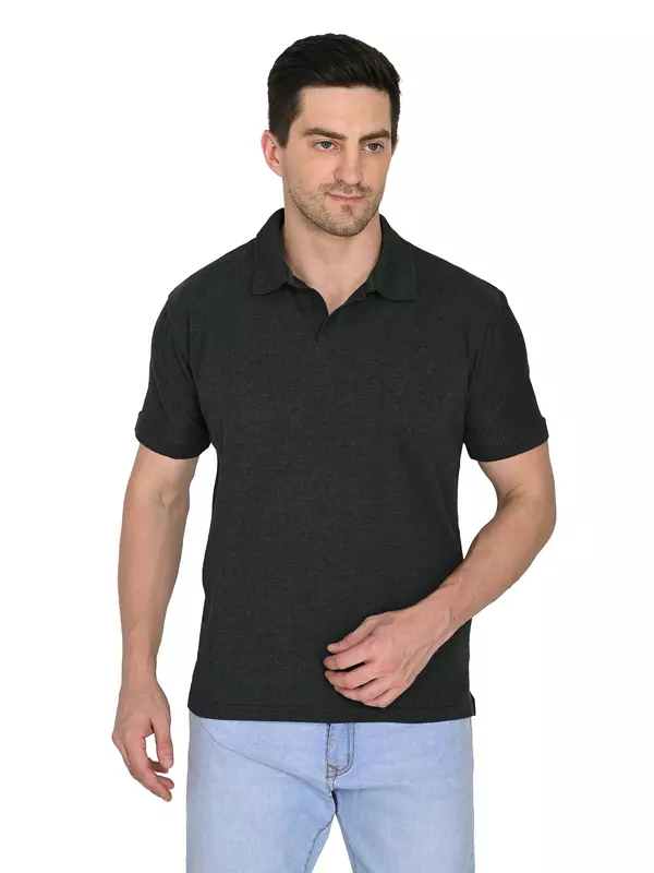 Cotton Polo T-shirt Charcoal Gray Cotton Polo T-shirt Charcoal Gray
