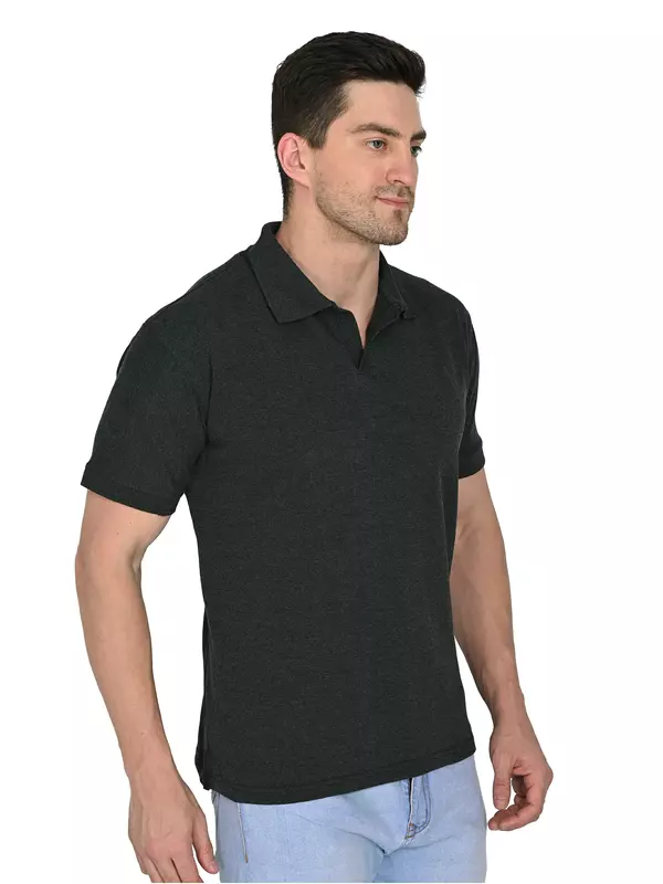 Cotton Polo T-shirt Charcoal Gray Cotton Polo T-shirt Charcoal Gray