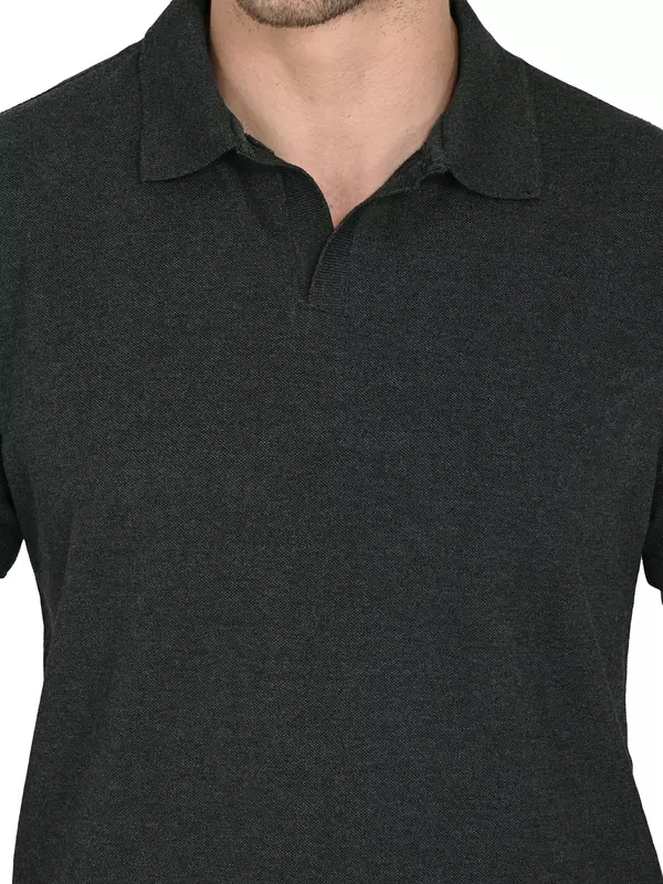 Cotton Polo T-shirt Charcoal Gray Cotton Polo T-shirt Charcoal Gray