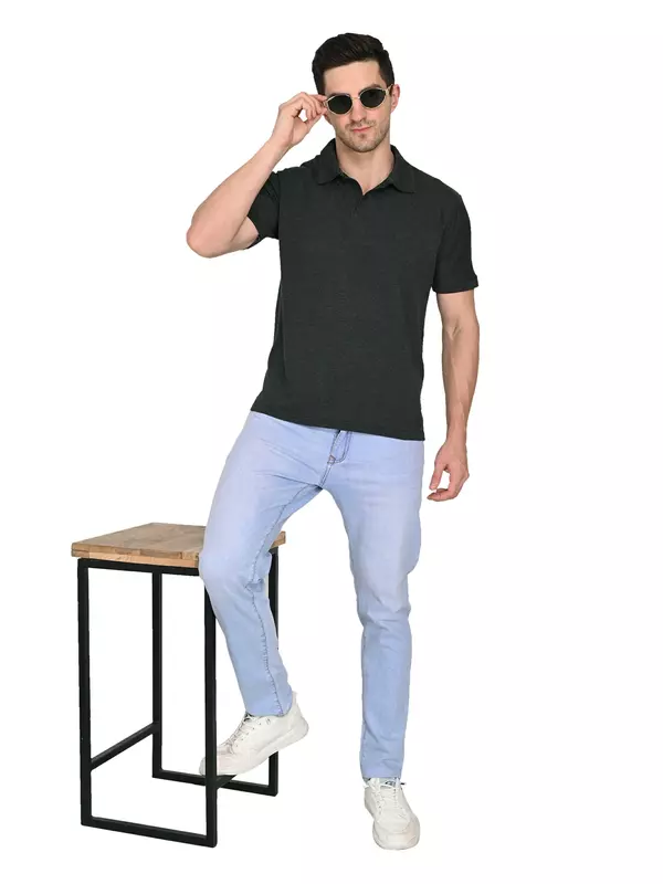 Cotton Polo T-shirt Charcoal Gray Cotton Polo T-shirt Charcoal Gray