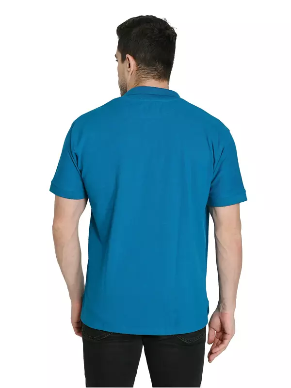 Cotton Polo T-shirt Azure Teal Cotton Polo T-shirt Azure Teal