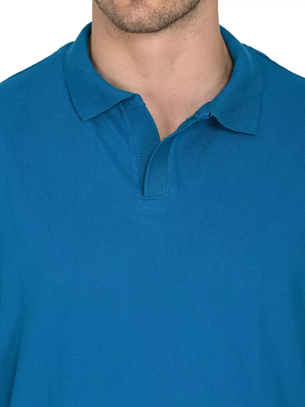 Cotton Polo T-shirt Azure Teal Cotton Polo T-shirt Azure Teal