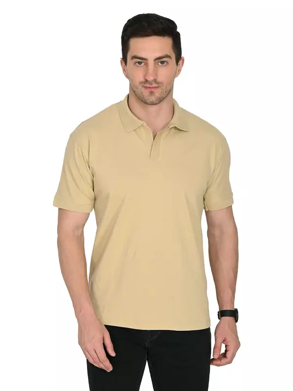 Cotton Polo T-shirt Beige Cotton Polo T-shirt Beige