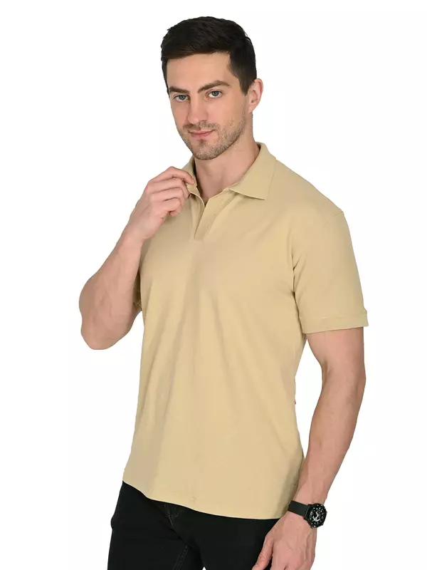 Cotton Polo T-shirt Beige Cotton Polo T-shirt Beige
