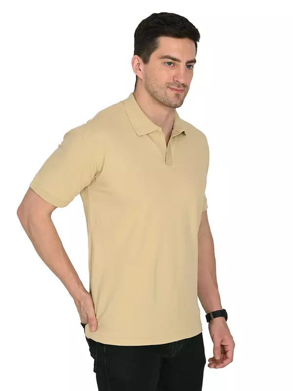 Cotton Polo T-shirt Beige Cotton Polo T-shirt Beige