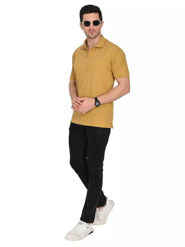 Cotton Polo T-shirt Mustard Yellow Cotton Polo T-shirt Mustard Yellow