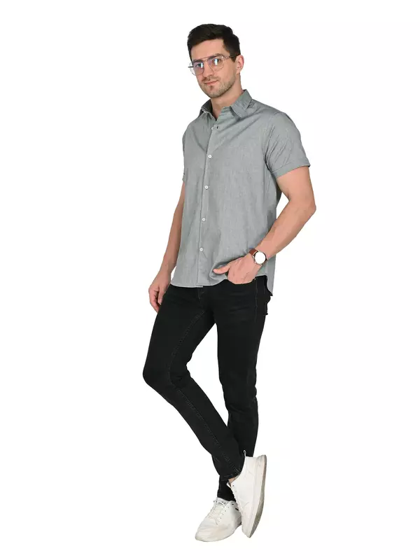Cotton Linen Shirt Charcoal Gray Cotton Linen Shirt Charcoal Gray