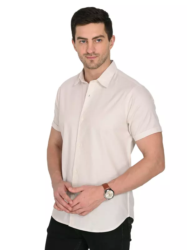 Cotton Linen Shirt Floral White Cotton Linen Shirt Floral White