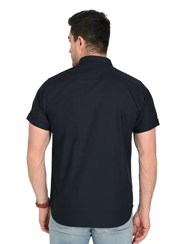 Cotton Linen Shirt Navy Blue