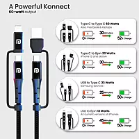 Portronics Konnect J8 3-in-1 (USB A + Type C to 8 Pin + Type C) Fast Charging Cable with 60W Max Output, Nylon Braided, For Android Smartphone, Ios And Type C Usb Devices, 1.2M Length(Black) Portronics Konnect J8 3-in-1 (USB A + Type C to 8 Pin + Type C) Fast Charging Cable with 60W Max Output, Nylon Braided, For Android Smartphone, Ios And Type C Usb Devices, 1.2M Length(Black)
