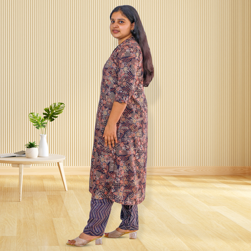 Daliya Vintage Bloom Feeling Foil A-Line Top