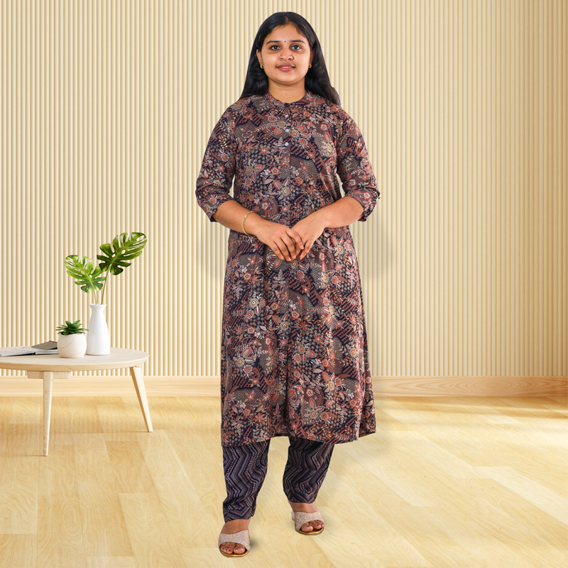 Daliya Vintage Bloom Feeling Foil A-Line Top