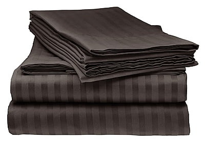 Bedsheet Glace Cotton 300 TC - Striped - Dark Coffee