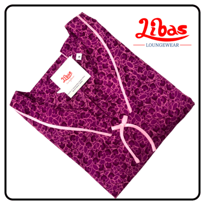 Dark pink cotton sleevless nighty with tiny prints all over from libas loungewear-SL069 Dark pink cotton sleevless nighty with tiny prints all over from libas loungewear-SL069