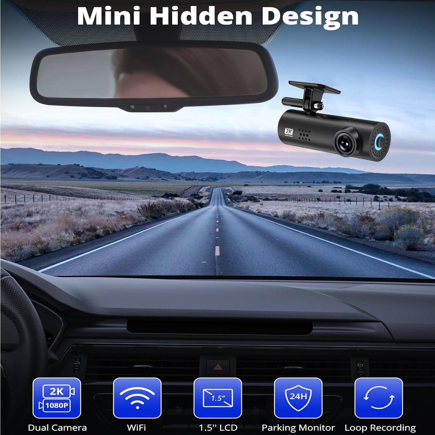 Dash Cam 2K WiFi , G-Sensor, GPS Support, Time-Lapse & Loop Recording, Motion Detection, Compact Car Camera - SY02 Dash Cam 2K WiFi , G-Sensor, GPS Support, Time-Lapse & Loop Recording, Motion Detection, Compact Car Camera - SY02