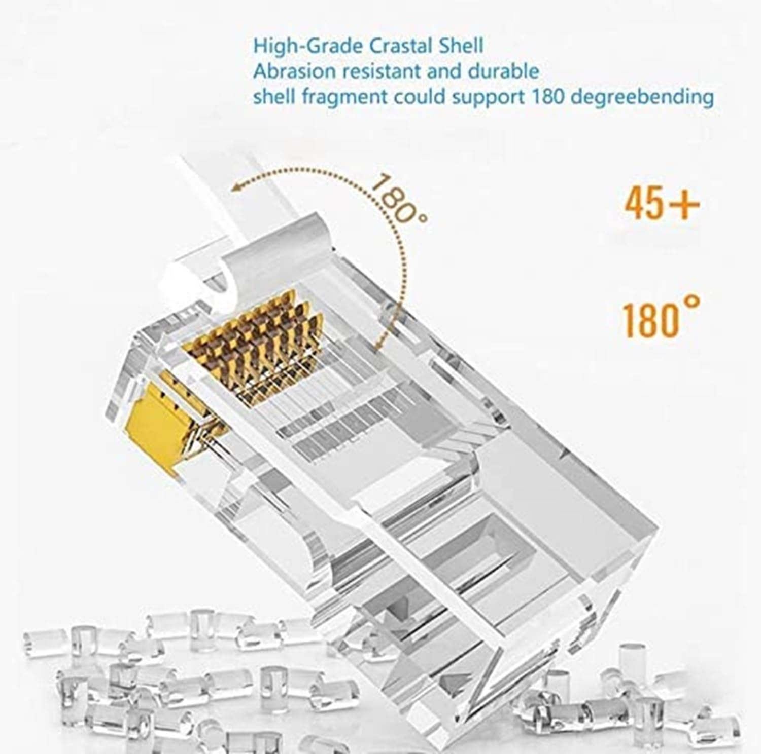RJ45 Ethernet Crimp Connectors For LAN, UTP and PoE Networks ,Compatible for Cat5/Cat5e/Cat6 Cables RJ45 Ethernet Crimp Connectors For LAN, UTP and PoE Networks ,Compatible for Cat5/Cat5e/Cat6 Cables