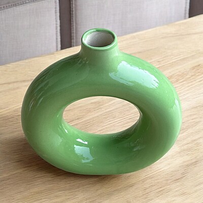Donut Shaped Green Ceramic Vase Donut Shaped Green Ceramic Vase