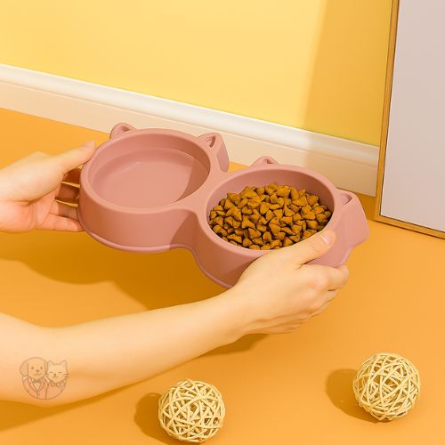 Double Dog Bowls โ Cute One-Piece Plastic Food & Water Dish Set for Cats and Small Dogs Double Dog Bowls โ Cute One-Piece Plastic Food & Water Dish Set for Cats and Small Dogs
