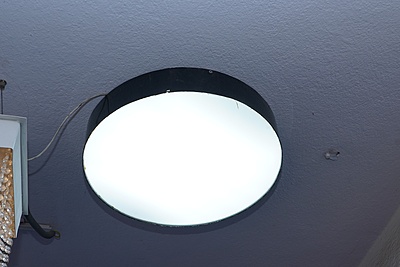 LED Hanging Light Drum 300mm Dia - 24W Black Body (CW)