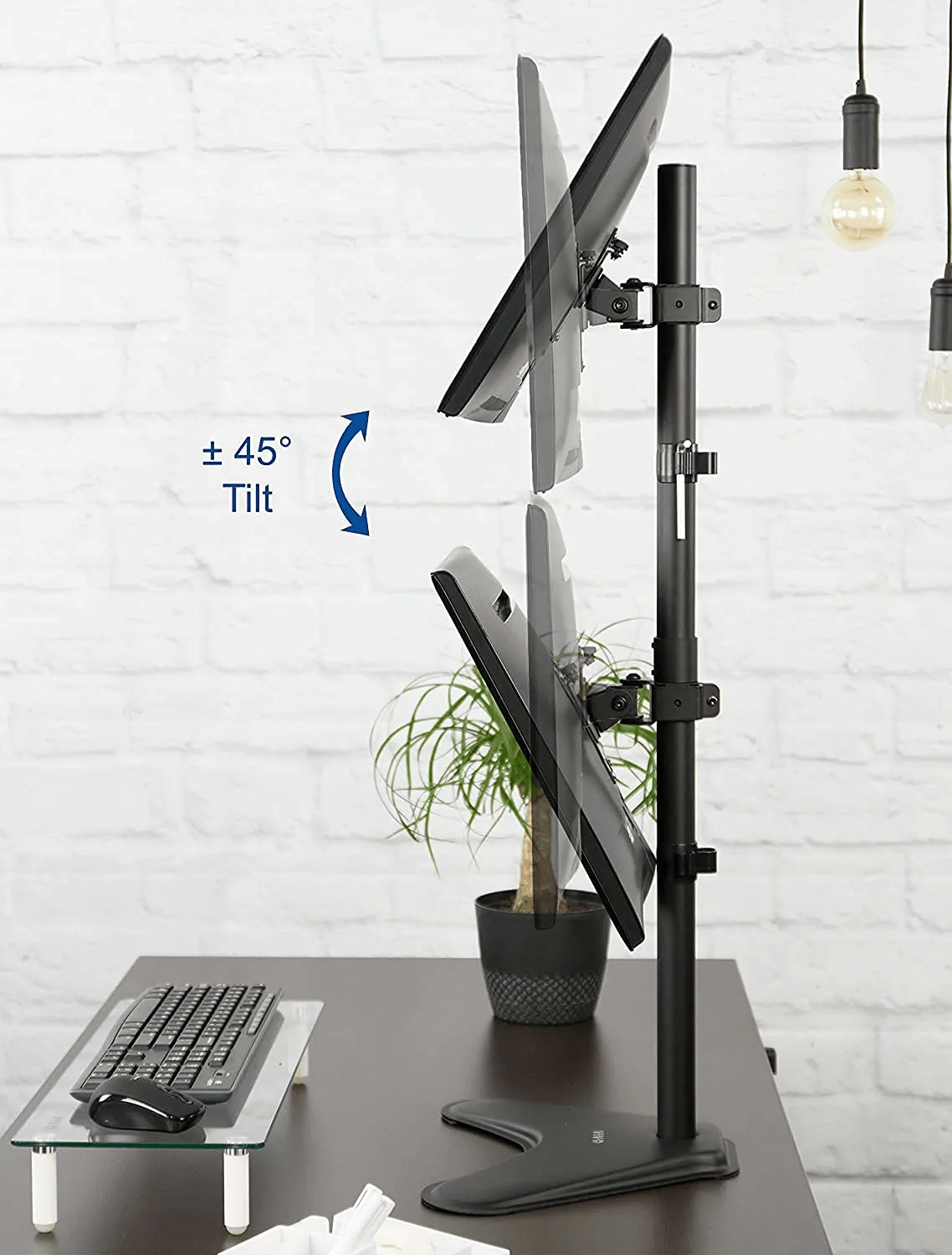 Dual Monitor LED Stand Adjustable Straight Leg Mount for 13"(33.02cm) and 32"(81.28cm) Screens Heavy Duty Desktop Clamp Dual Monitor LED Stand Adjustable Straight Leg Mount for 13"(33.02cm) and 32"(81.28cm) Screens Heavy Duty Desktop Clamp