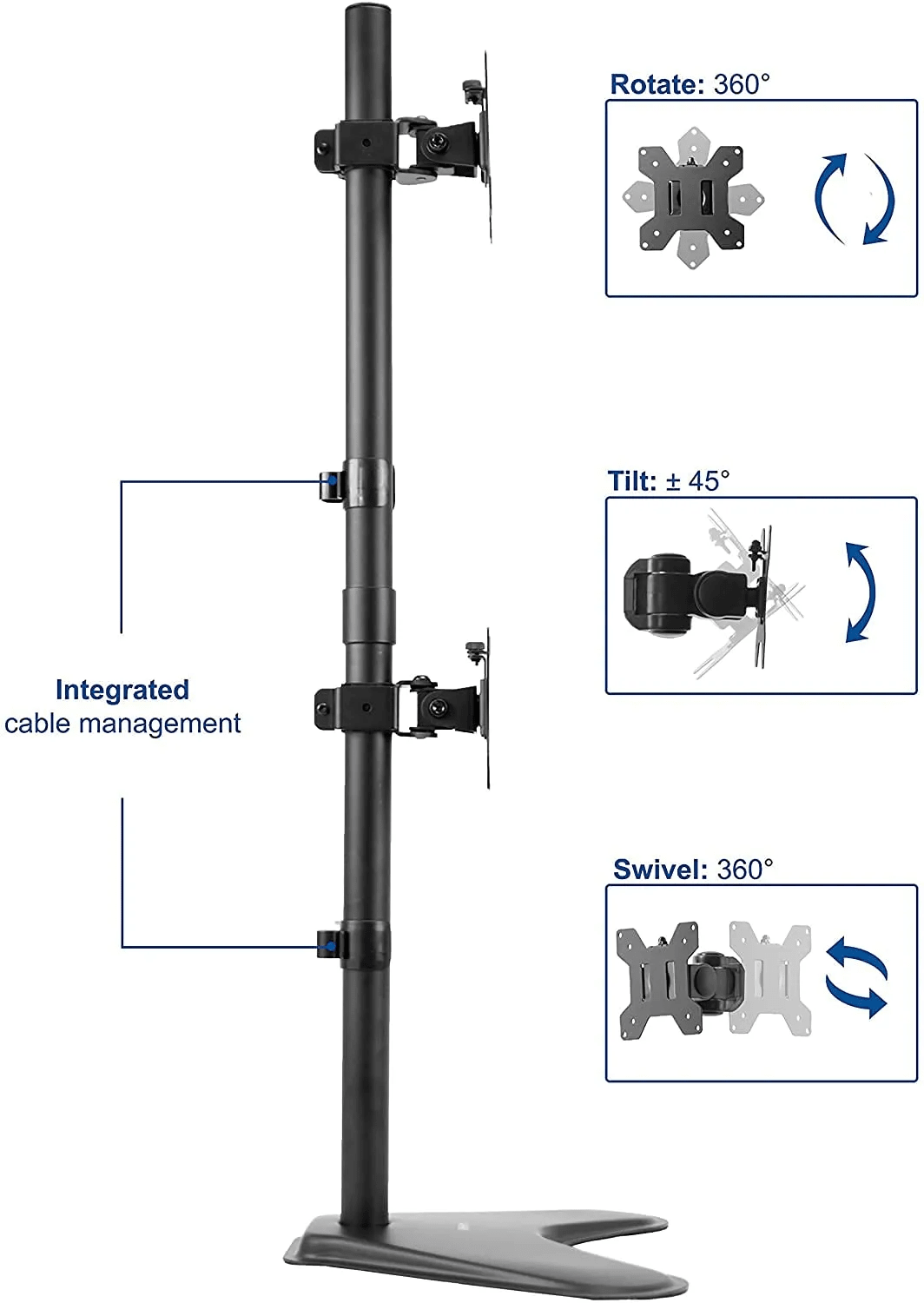 Dual Monitor LED Stand Adjustable Straight Leg Mount for 13"(33.02cm) and 32"(81.28cm) Screens Heavy Duty Desktop Clamp Dual Monitor LED Stand Adjustable Straight Leg Mount for 13"(33.02cm) and 32"(81.28cm) Screens Heavy Duty Desktop Clamp