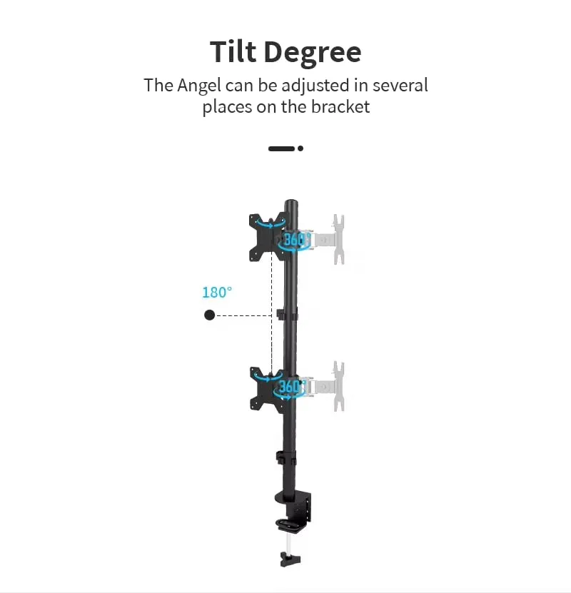 Dual Monitor Stand With 15-30" Screens (38.1cm-76.2cm) ,Height Adjustable LED Arm Mount ,Tabletop Screw Mount ,Rotate & Tilt Movement