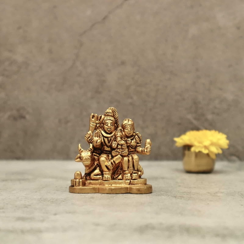 Brass Shiv Parvathi - 2.5 inch Height | Divine Brass Idol of Shiv Parvathi for Harmonious Blessings Brass Shiv Parvathi - 2.5 inch Height | Divine Brass Idol of Shiv Parvathi for Harmonious Blessings