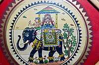 Handpainted Patachitra Tribal paint of King Riding an Elephant || Palm Leaf Painting Framed with Cane Stick || home decor || gift Handpainted Patachitra Tribal paint of King Riding an Elephant || Palm Leaf Painting Framed with Cane Stick || home decor || gift