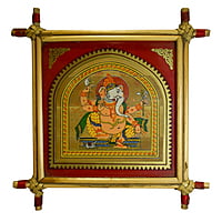 Patachitra Tribal paint of Lord Ganesh on Palm leaves, framed with can sticks || for home office || gift || beautiful and elegant Patachitra Tribal paint of Lord Ganesh on Palm leaves, framed with can sticks || for home office || gift || beautiful and elegant