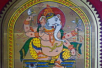 Patachitra Tribal paint of Lord Ganesh on Palm leaves, framed with can sticks || for home office || gift || beautiful and elegant Patachitra Tribal paint of Lord Ganesh on Palm leaves, framed with can sticks || for home office || gift || beautiful and elegant