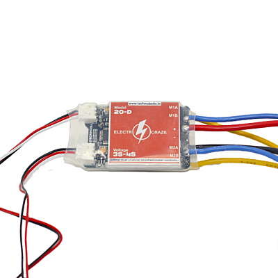 ELECTROCRAZE 20D-BD DUAL CHANNEL 20AMP BRUSHED MOTOR CONTROLLER
