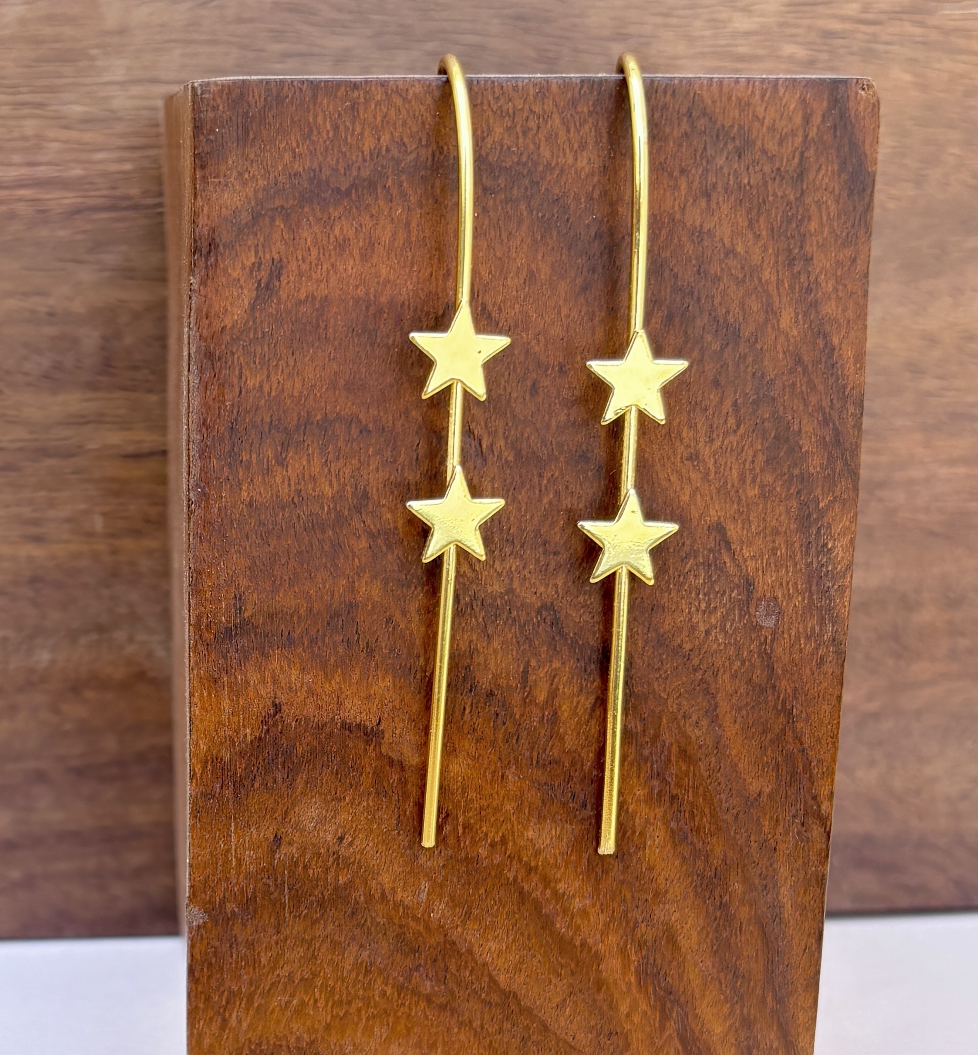 Plain Star Long Earrings