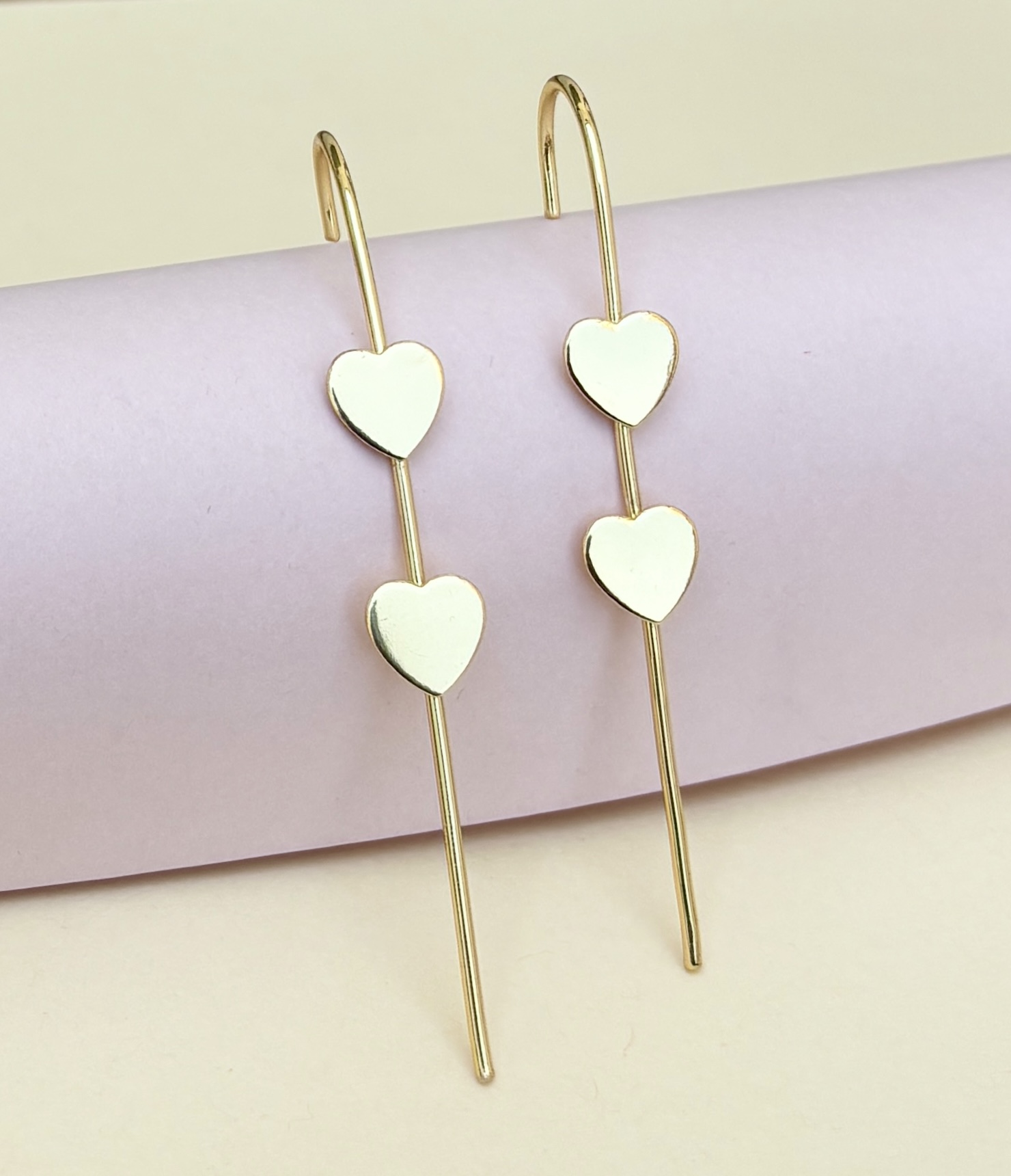 Plain Heart Long Earrings