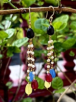 8 Colours Drop With Pearl Chain Earrings