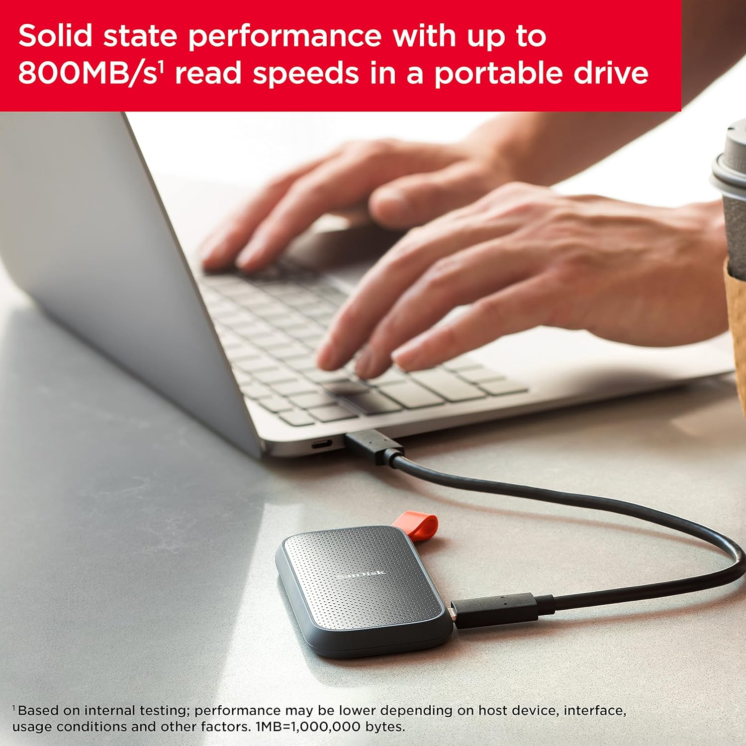 SanDisk Portable SSD, 800MB/s R, USB 3.2 Gen 2, Rugged SSD with Upto 2 Meter Drop Protection, Type-C to Type-A Cable, PC & Mac Compatible, External SSD SanDisk Portable SSD, 800MB/s R, USB 3.2 Gen 2, Rugged SSD with Upto 2 Meter Drop Protection, Type-C to Type-A Cable, PC & Mac Compatible, External SSD