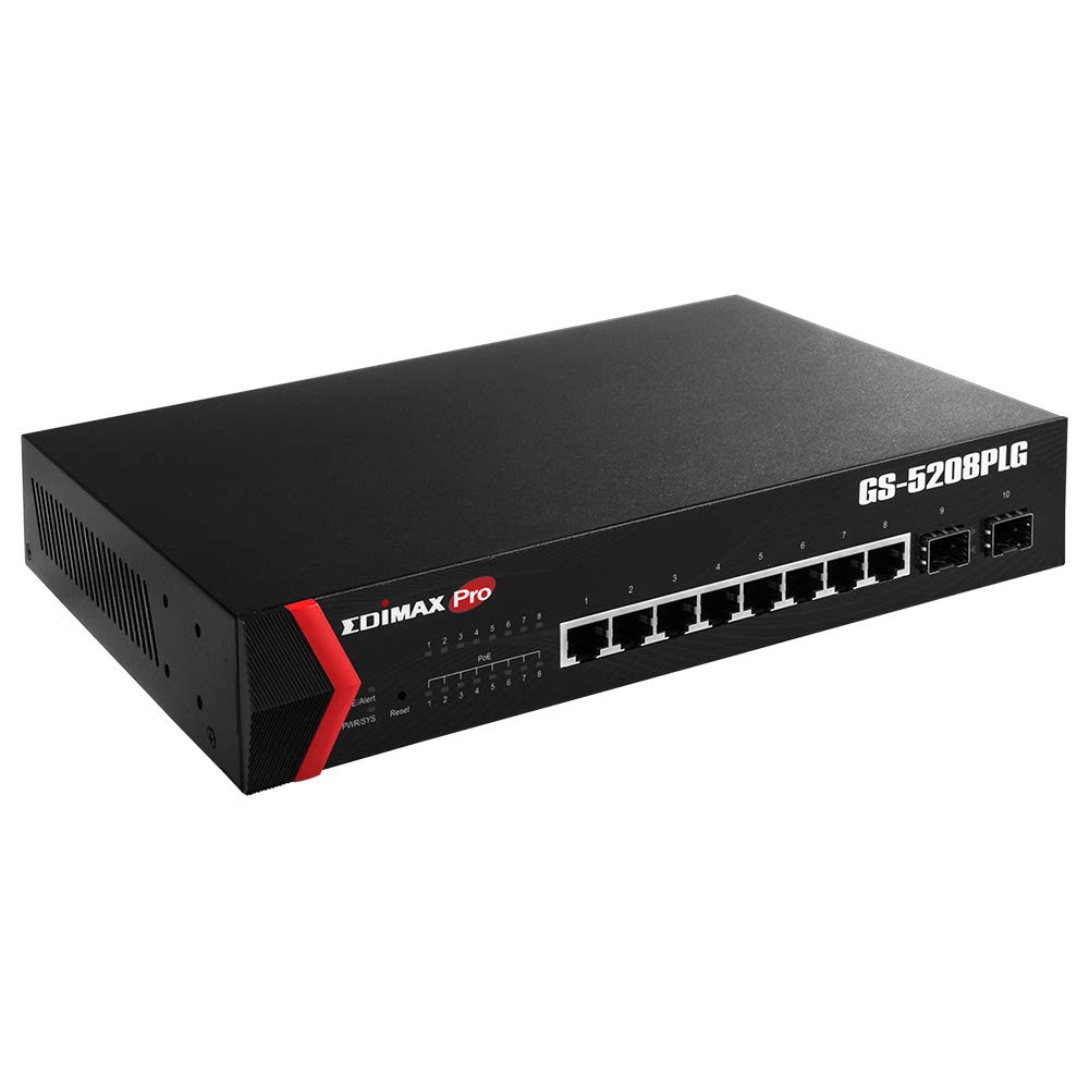 Edimax GS5208PLG 8 Port Giga PoE+ Web Smart Switch with 2 SFP Uplink Port Edimax GS5208PLG 8 Port Giga PoE+ Web Smart Switch with 2 SFP Uplink Port