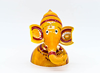 Handcrafted Indian Car Dashboard Ganesh Figurine with Jagannath Hanging Ornament on Beetle nut, multicolored