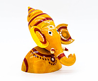 Handcrafted Indian Car Dashboard Ganesh Figurine with Jagannath Hanging Ornament on Beetle nut, multicolored