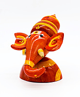 Handcrafted Indian Car Dashboard Ganesh Figurine with Jagannath Hanging Ornament on Beetle nut, multicolored